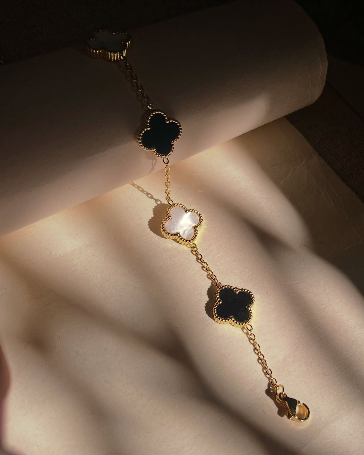 Black & White Clover Bracelet