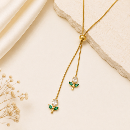 White Adjustable Tulip Necklace