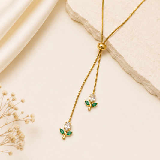 White Adjustable Tulip Necklace