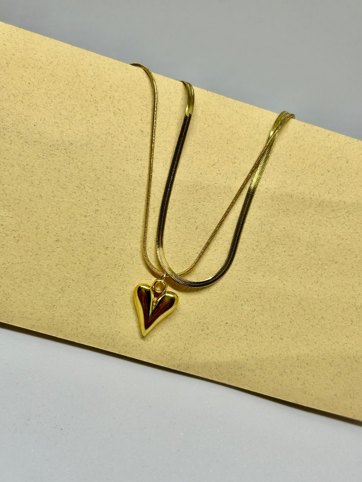 Double layered Heart Pendant Necklace