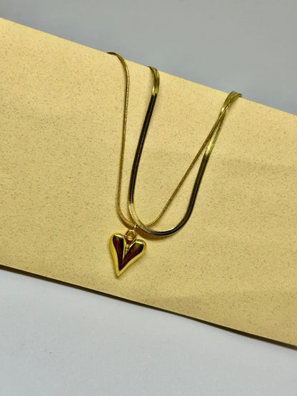 Double layered Heart Pendant Necklace