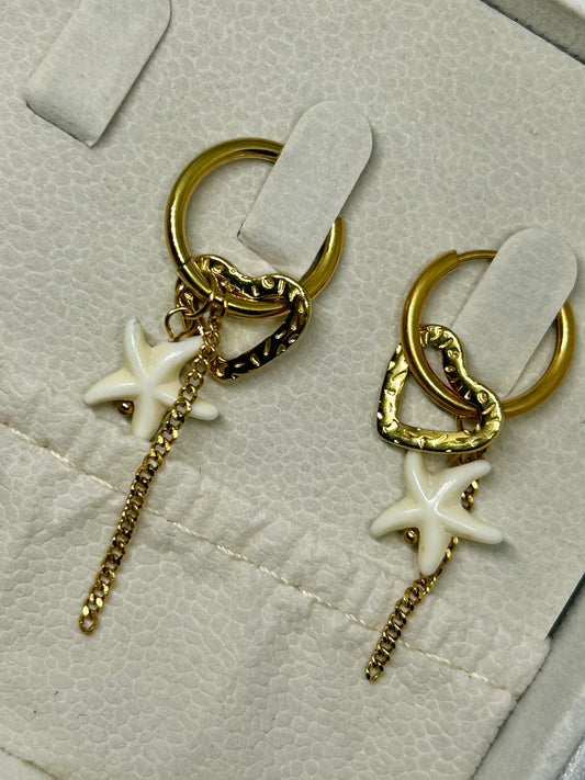Starfish Charm Hoop Earrings