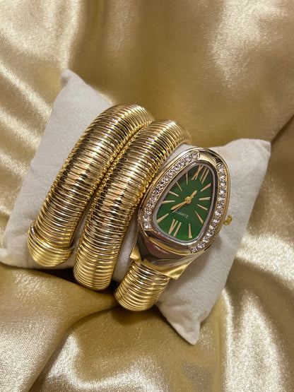 Diamond Snake Watch(Green Dial)