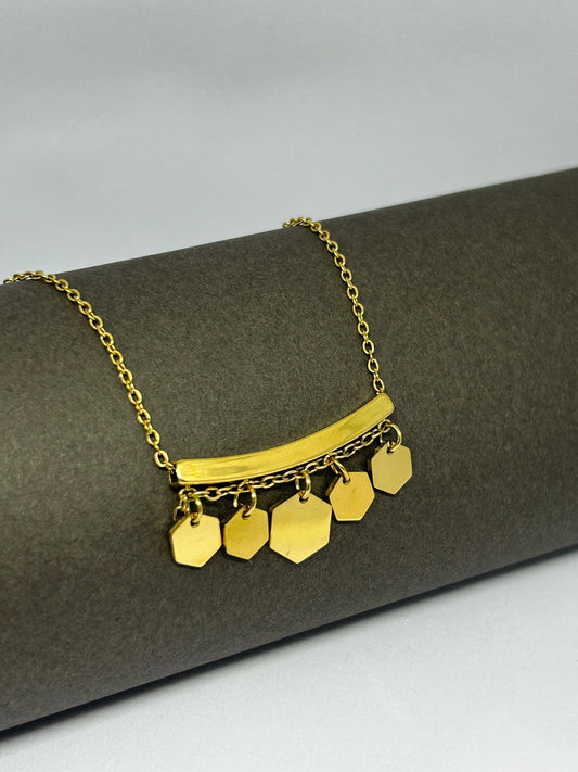Golden Hexa Charm Necklace
