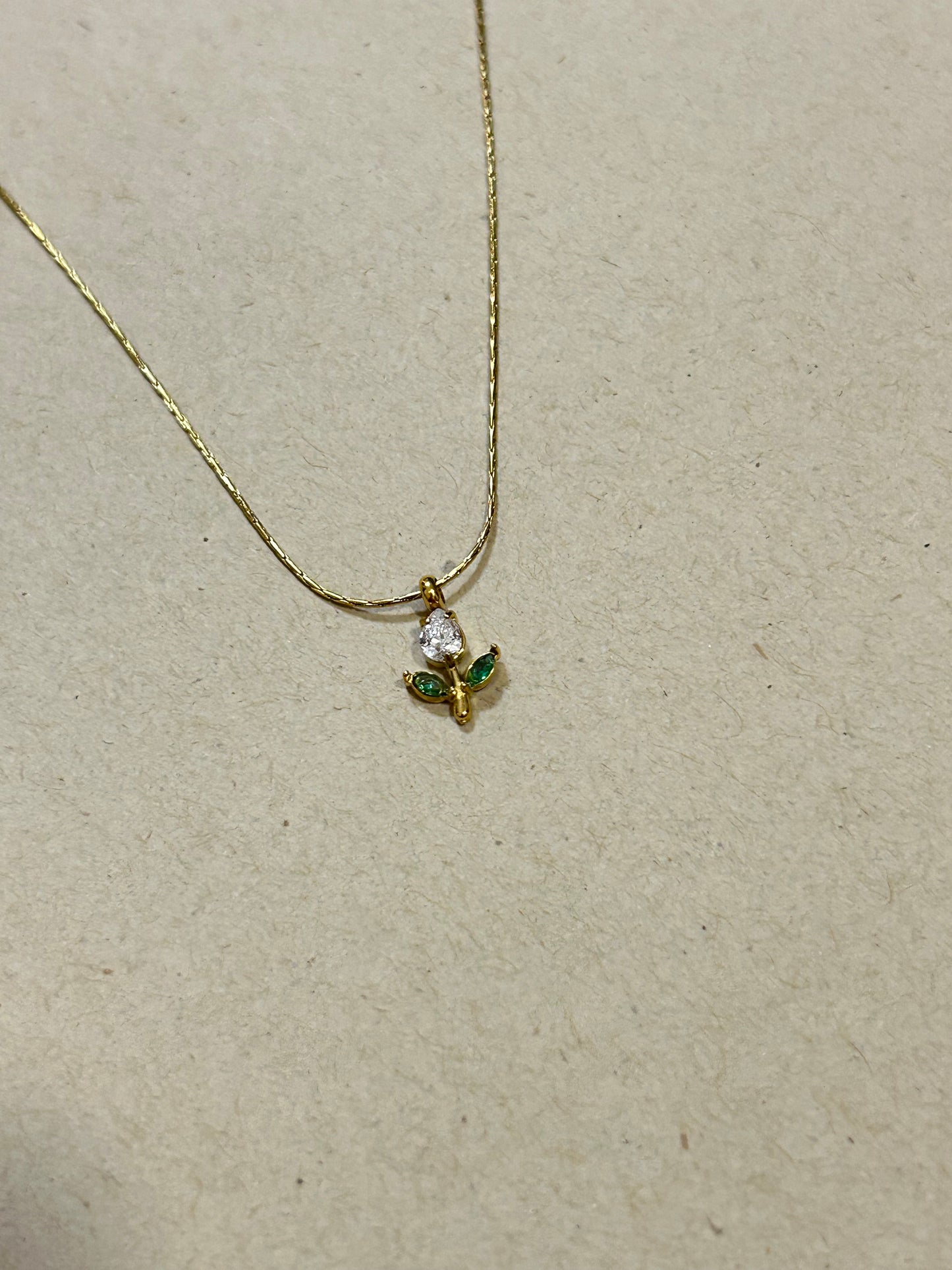 White & Green Tulip Necklace