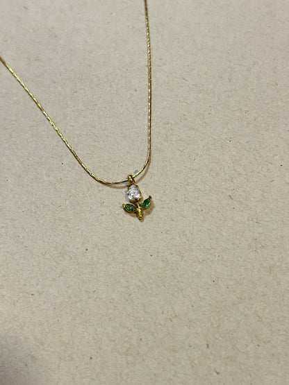 White & Green Tulip Necklace