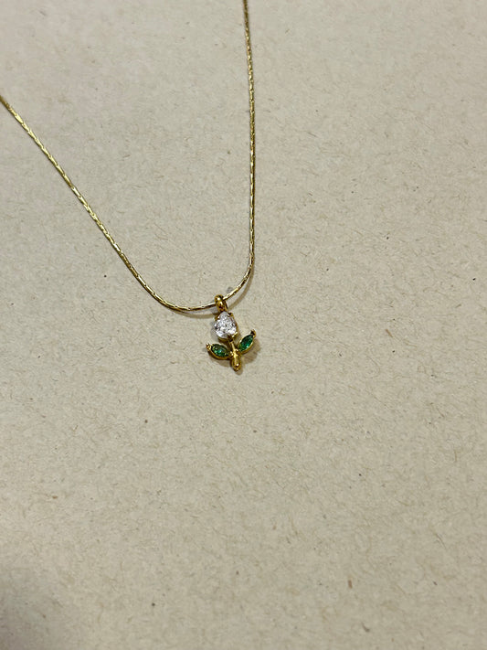 White & Green Tulip Necklace