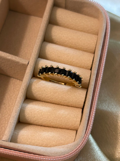 Black Half Tennis Adjustable Ring