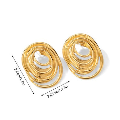 Gold Plated Anti Tarnish Spiral Stud Earrings