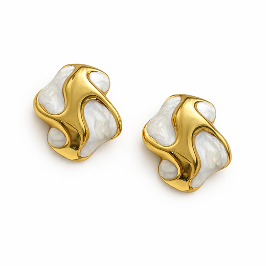 White Liquid Statement Studs