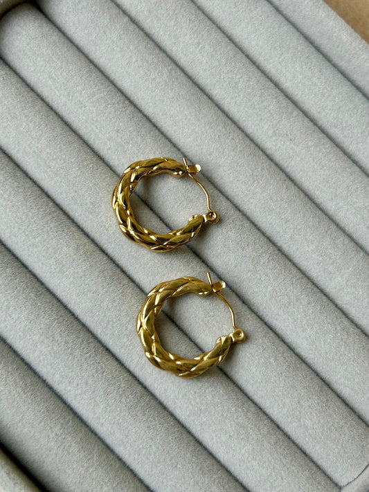 Anti Tarnish Braided Gold Luxe Hoops