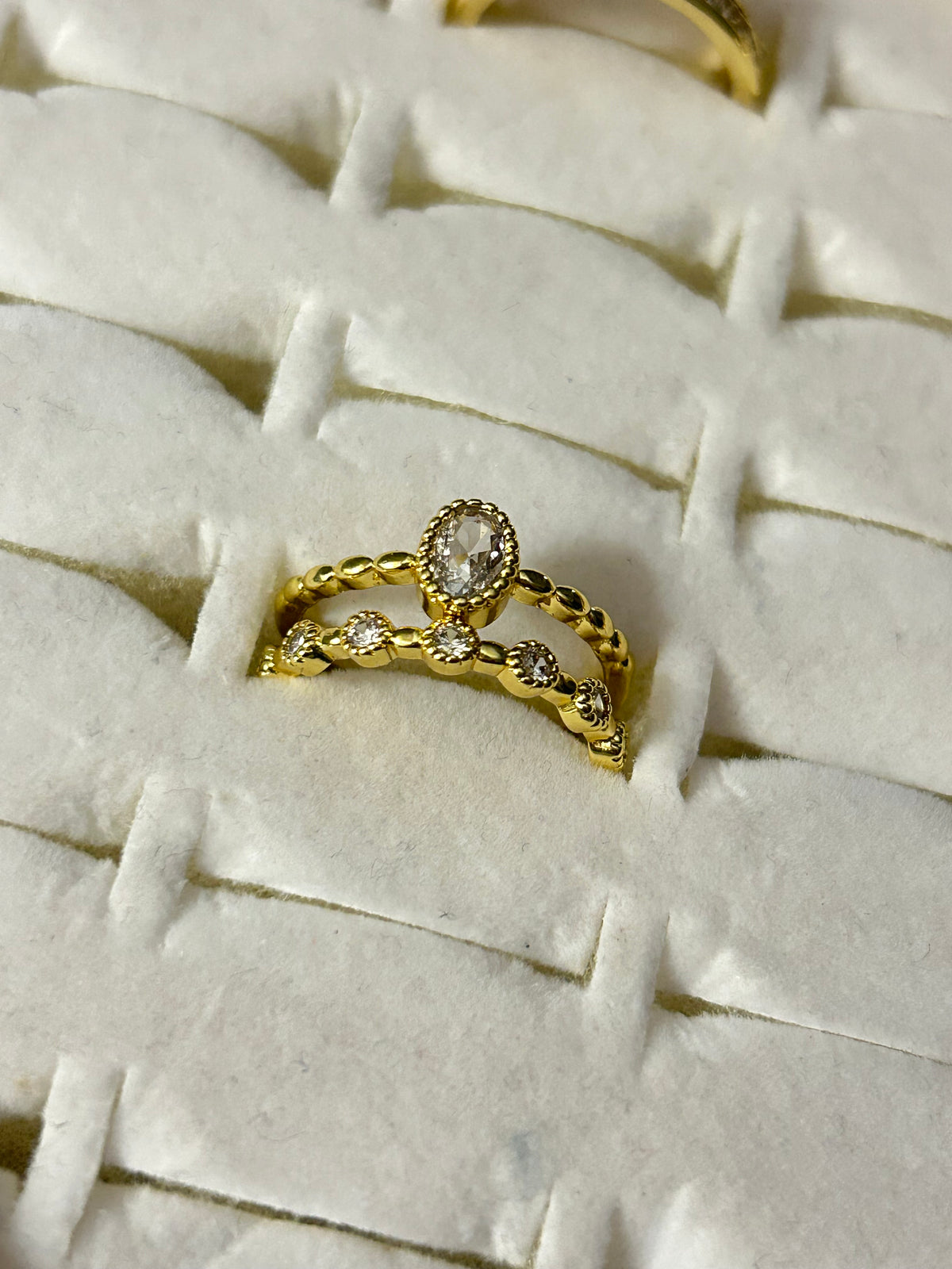 Teardrop Crystal Stack Ring