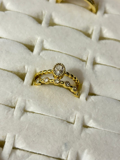Teardrop Crystal Stack Ring