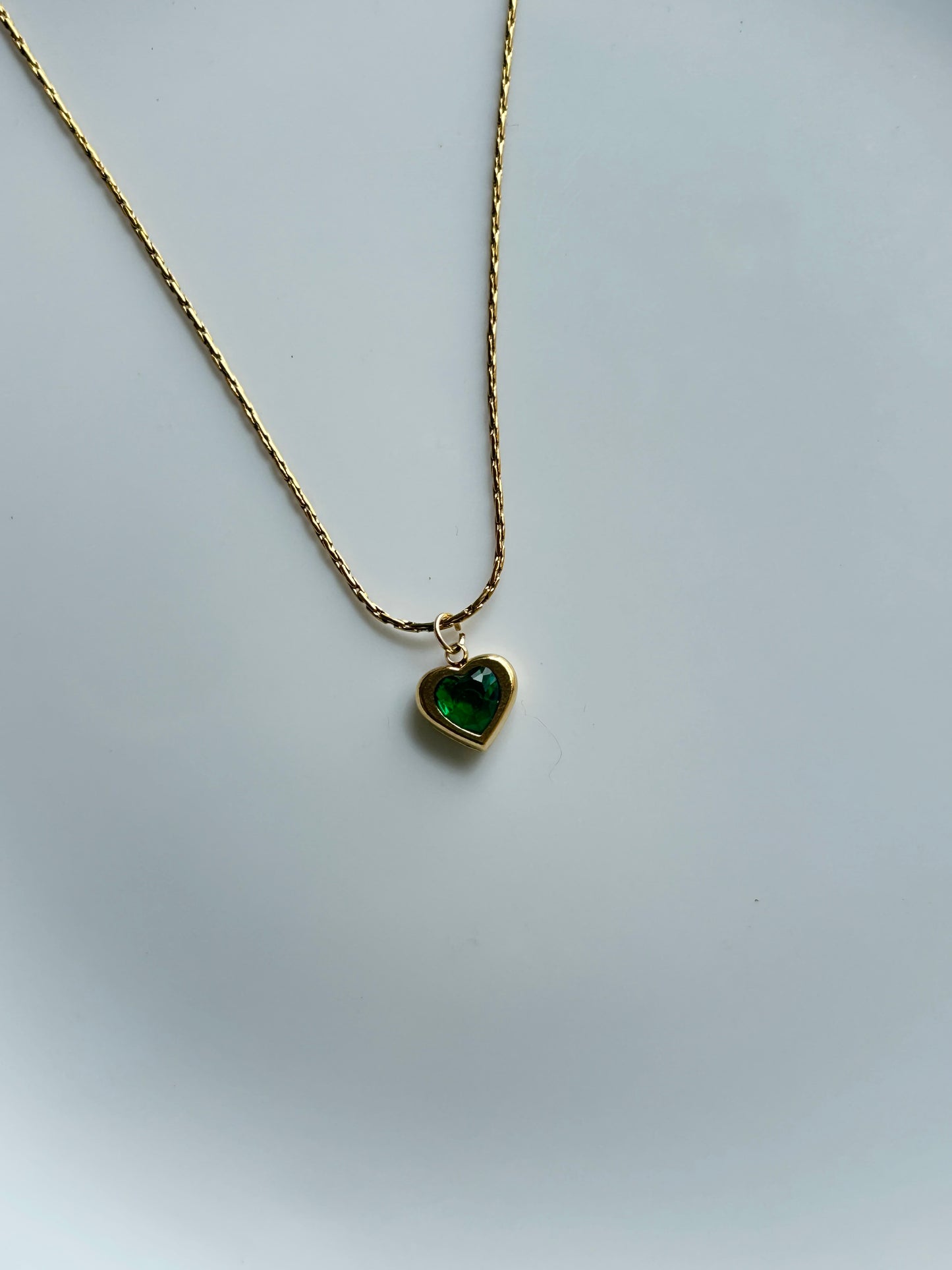 Dainty Green Heart Necklace