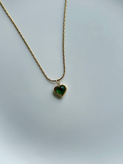 Dainty Green Heart Necklace