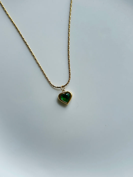 Dainty Green Heart Necklace