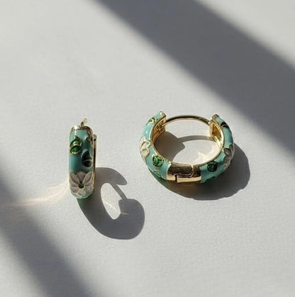 Blue Floral Hoops
