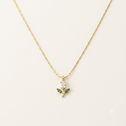 White & Green Tulip Necklace
