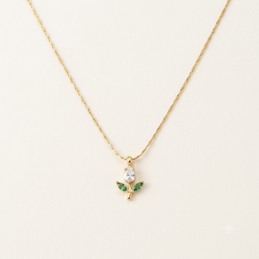 White & Green Tulip Necklace
