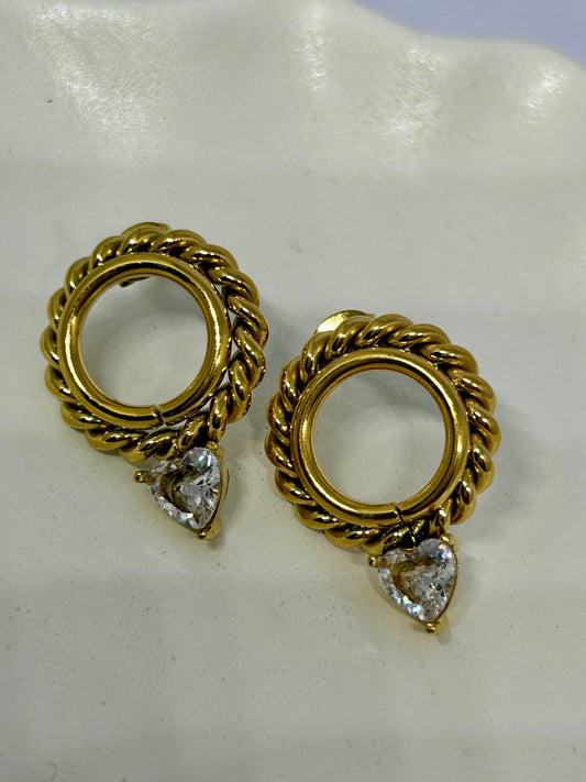 Twisted Halo Heart Earrings