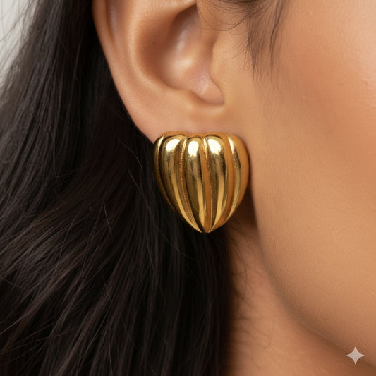 Fluted Heart Earrings