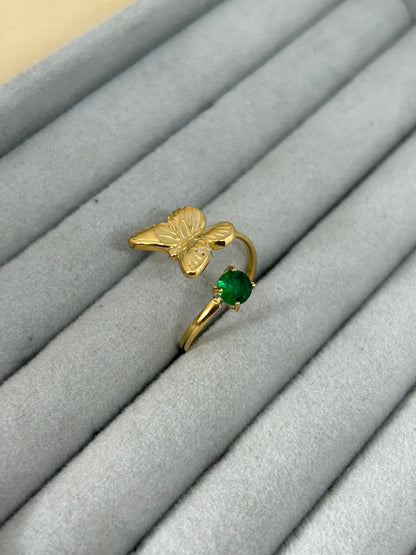 Butterfly Emerald Adjustable Ring