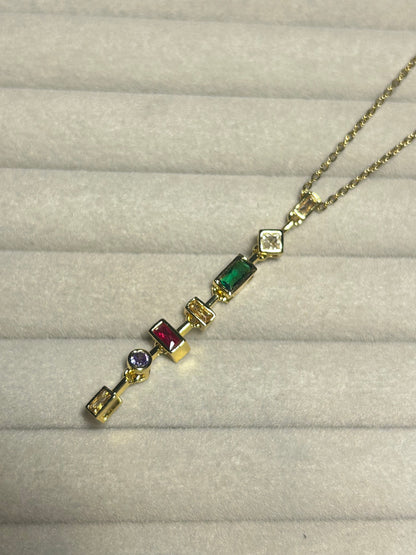 Vertical Multicolour Pendant Necklace