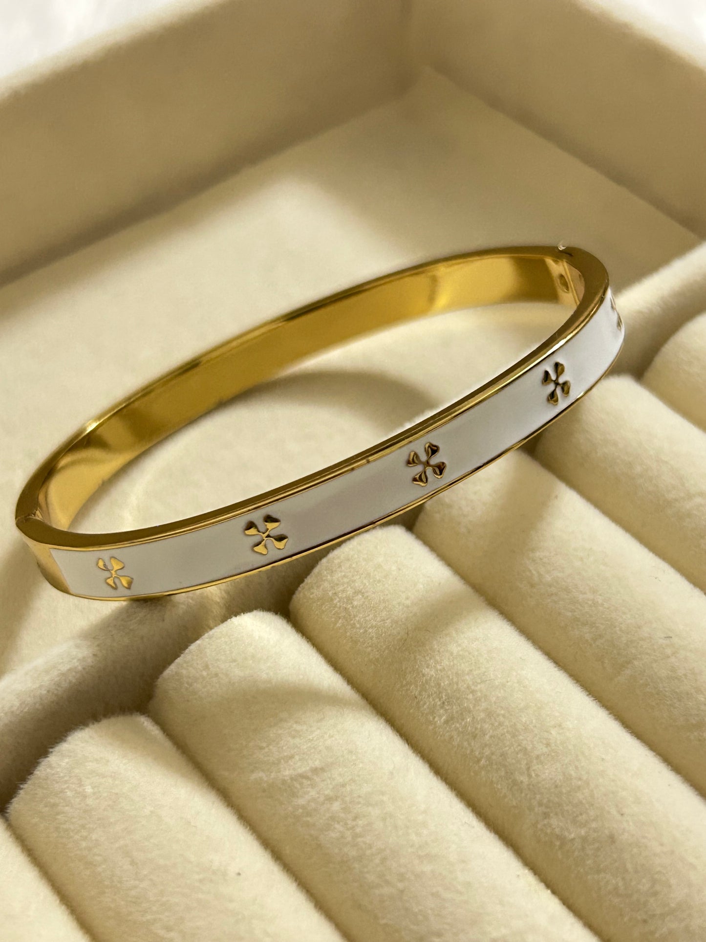 White Clover Enamel Bracelet