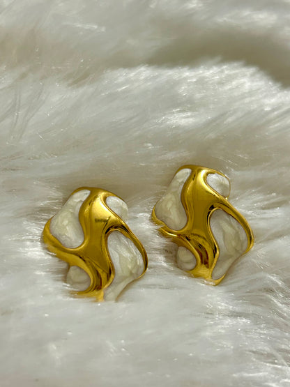 White Liquid Statement Studs