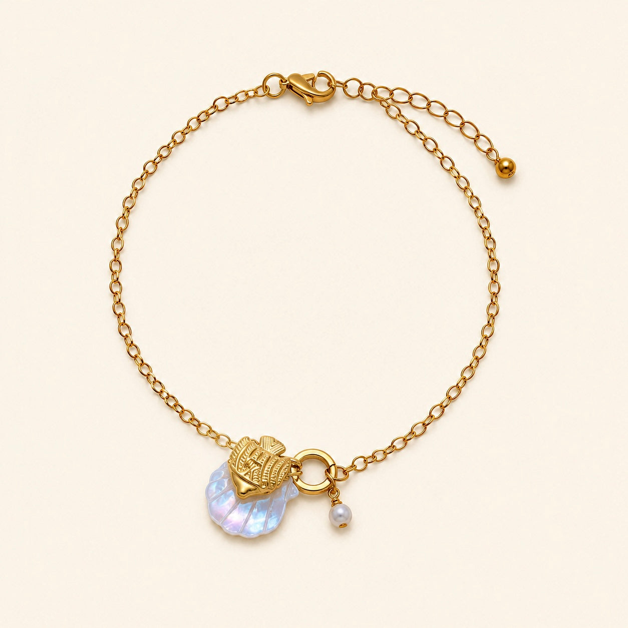 Anti Tarnish Voyage Shell Charm Bracelet