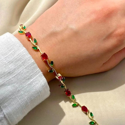 Maroon & Green Tulip Bracelet