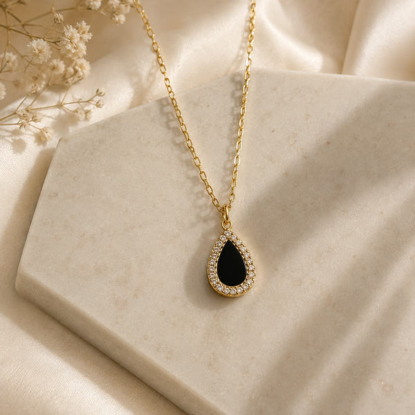 Black Teardrop Necklace