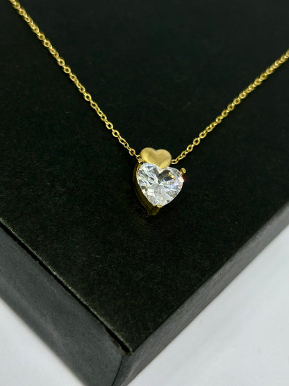Golden & Diamond Heart Necklace