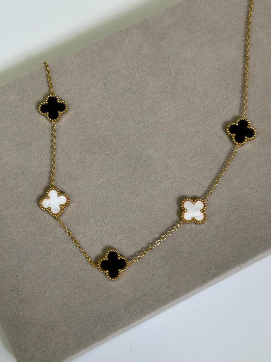 Black & White Clover Necklace