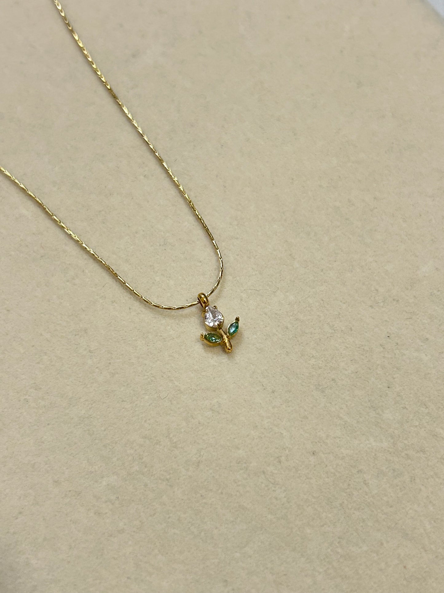 White & Green Tulip Necklace