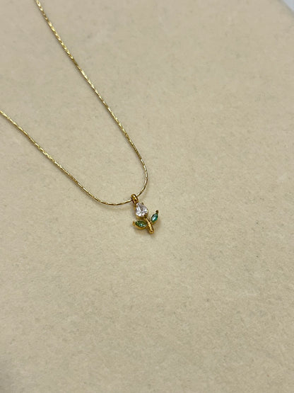 White & Green Tulip Necklace