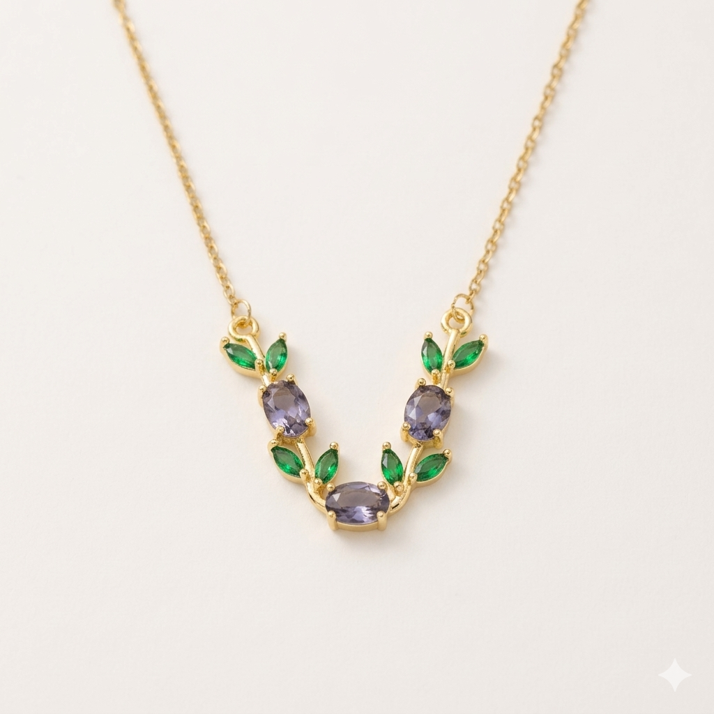 Purple & Green Tulip Necklace