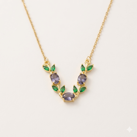 Purple & Green Tulip Necklace