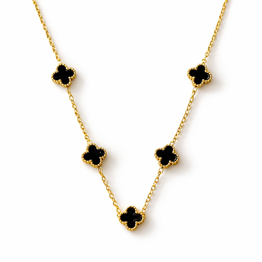 Black Mini Clover Necklacw