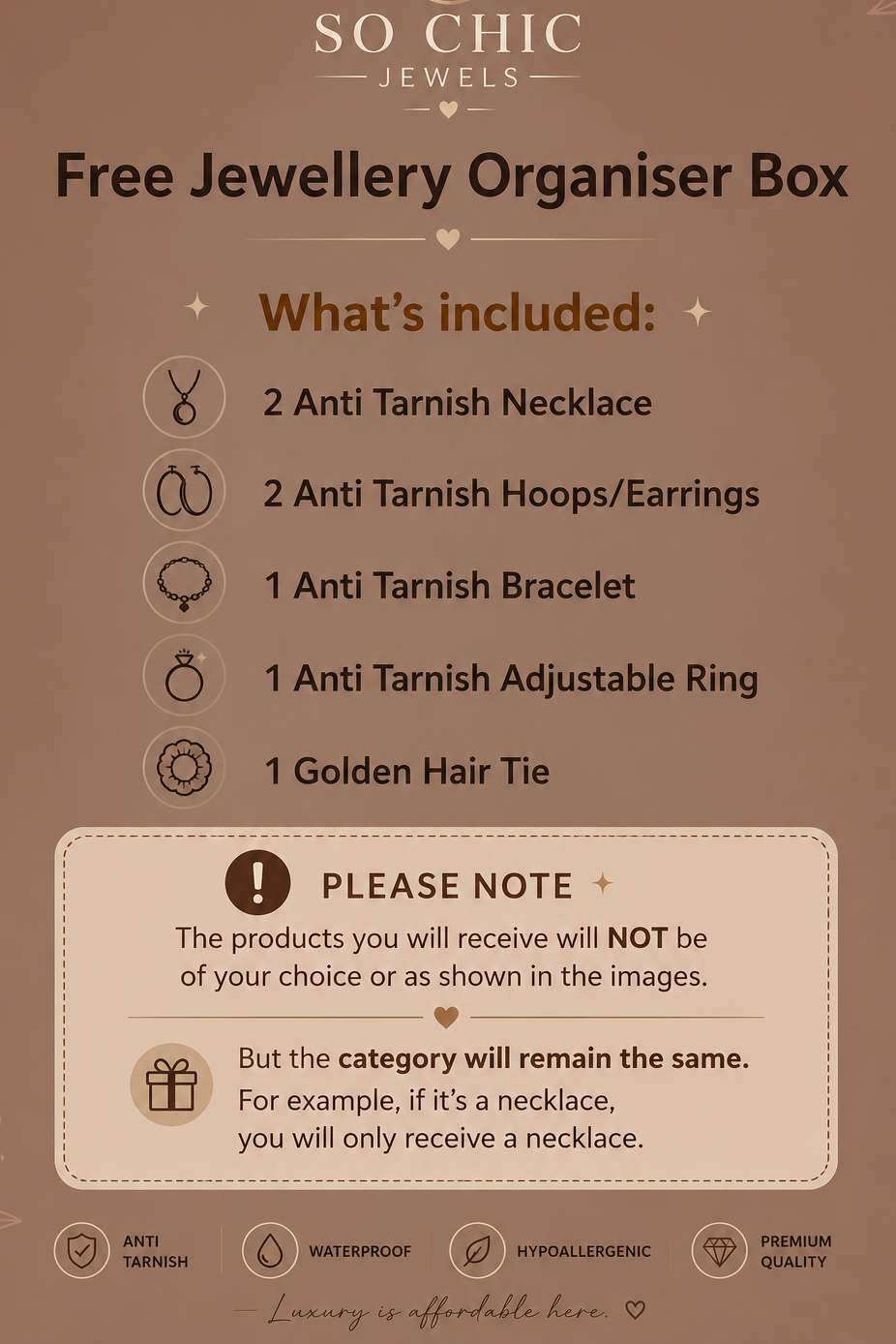 Anti-tarnish Jewelry Gift Box - Free Organiser (6 items)