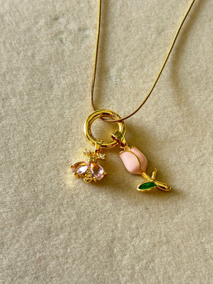 Bee & Flower Charm Necklace