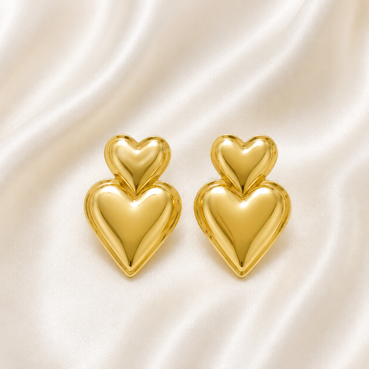 Double Heart Studs
