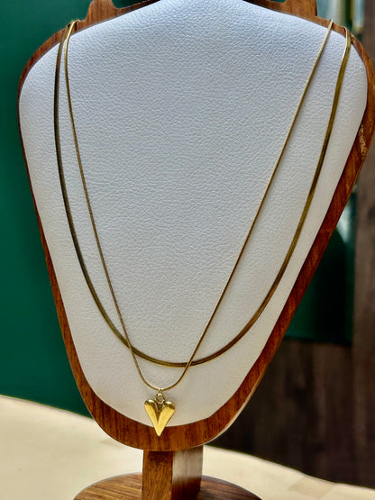 Double layered Heart Pendant Necklace