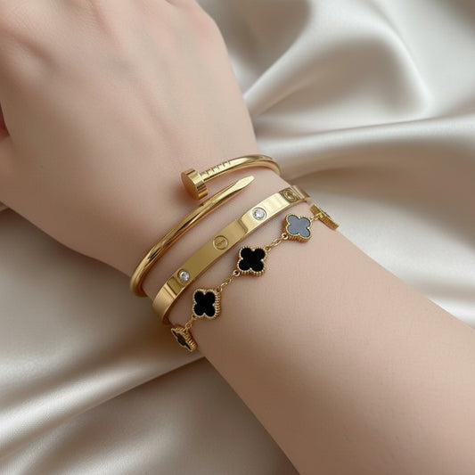 Bracelet Stack with Black Clover
