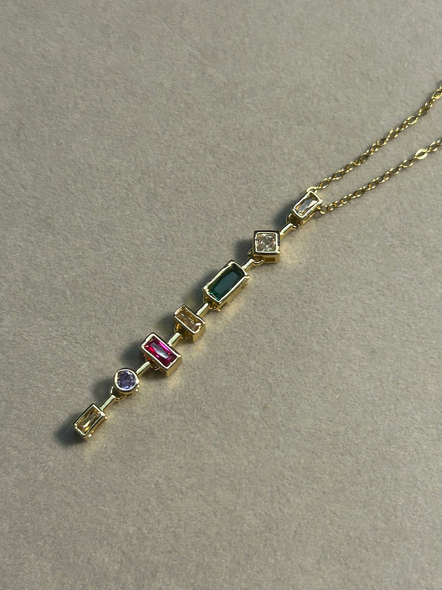 Vertical Multicolour Pendant Necklace