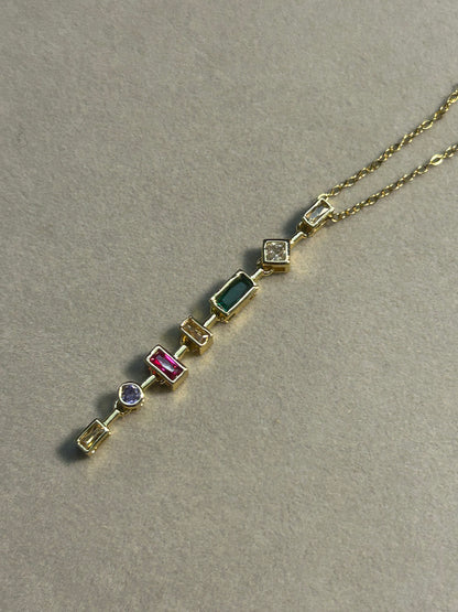 Vertical Multicolour Pendant Necklace