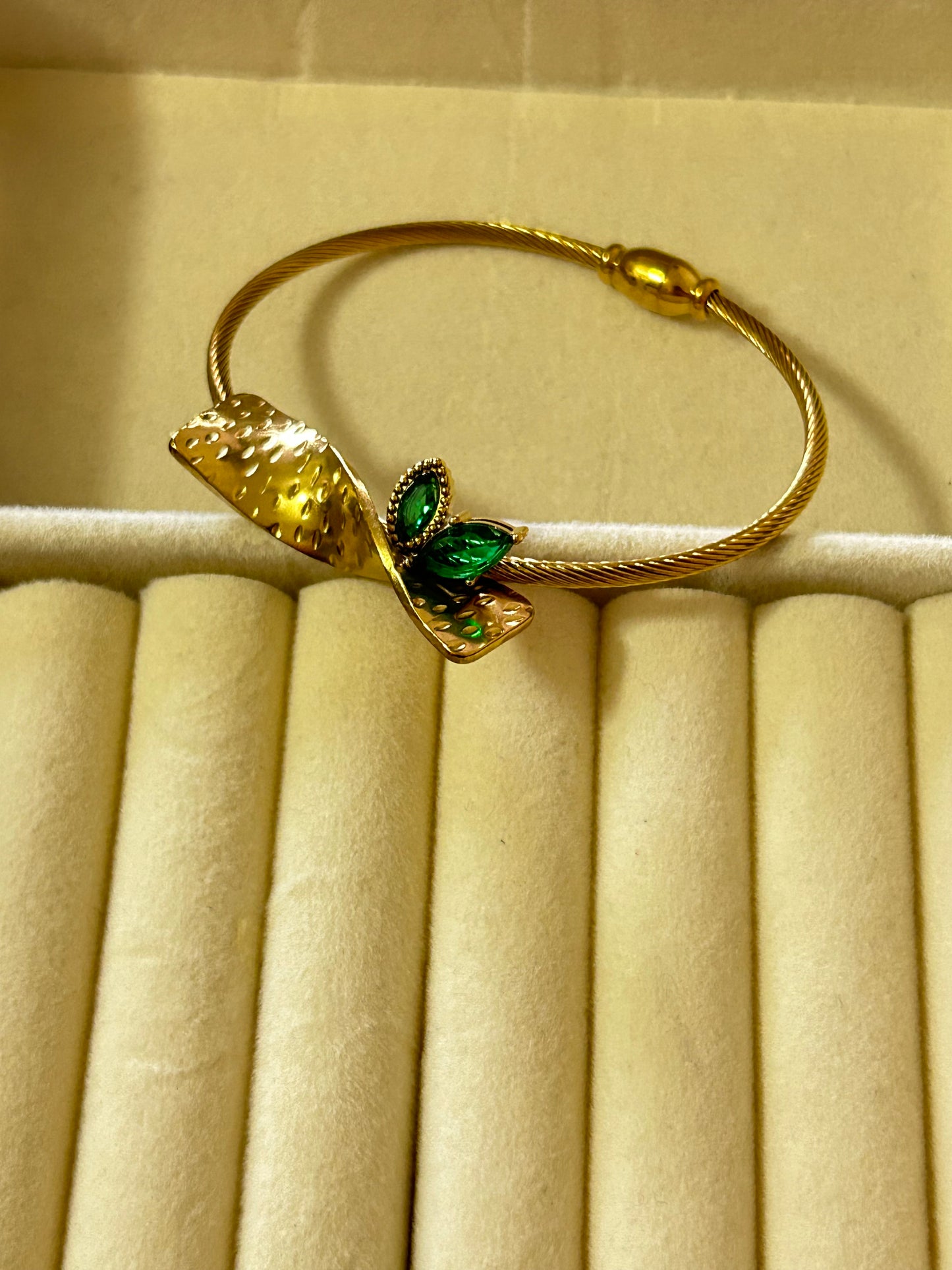 Emerald Luxe Ribbon Bracelet