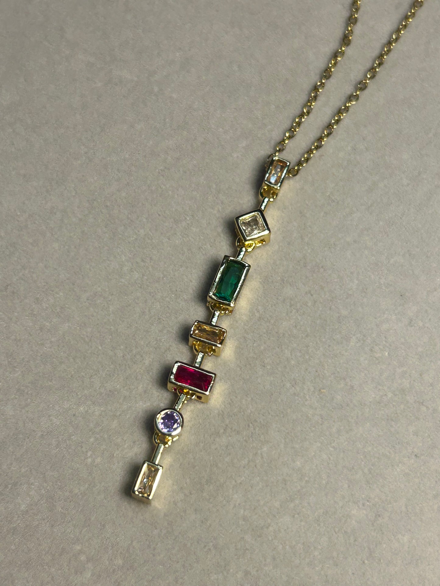Vertical Multicolour Pendant Necklace