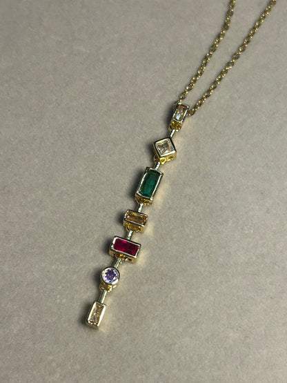 Vertical Multicolour Pendant Necklace