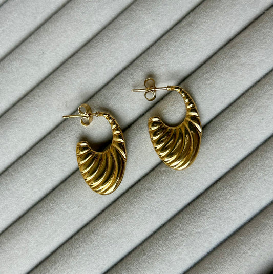 Golden Swirl Shell Hoops